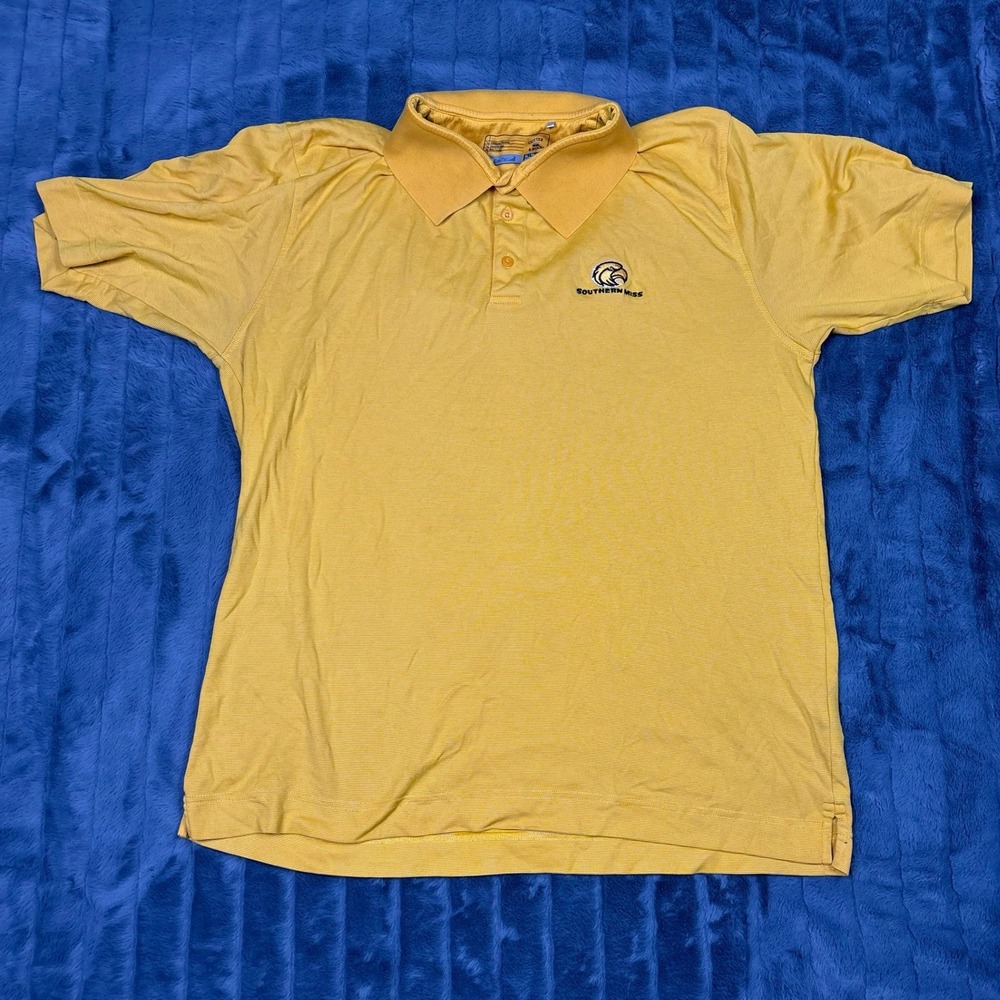 Cutter & Buck Mens Southern Miss Golden Eagles Polo Shirt Yellow XL CB DryTec